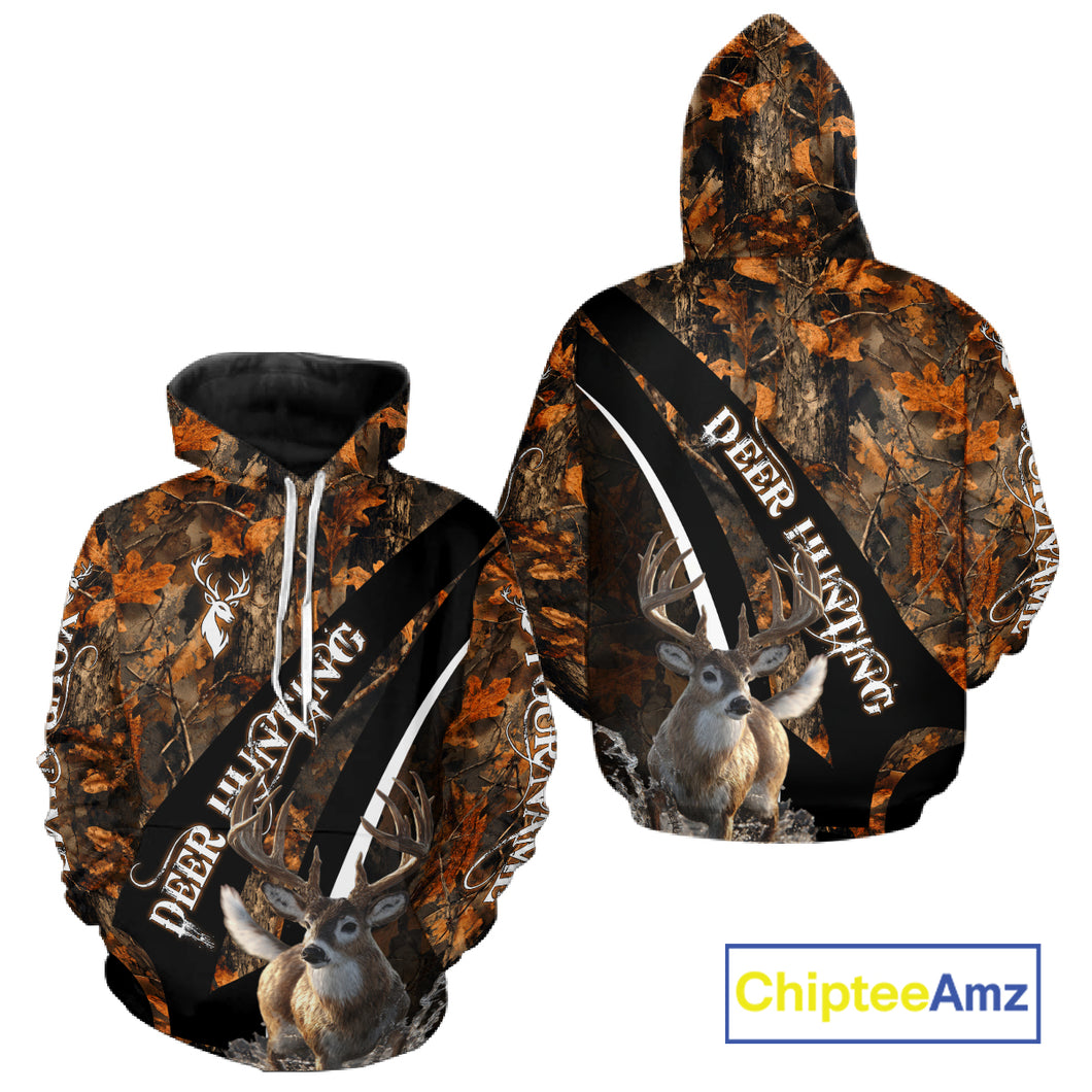 Whitetail Deer Hunting Orange Camo Hoodie, Sweatshirt Hunting Shirt For Men NHT347