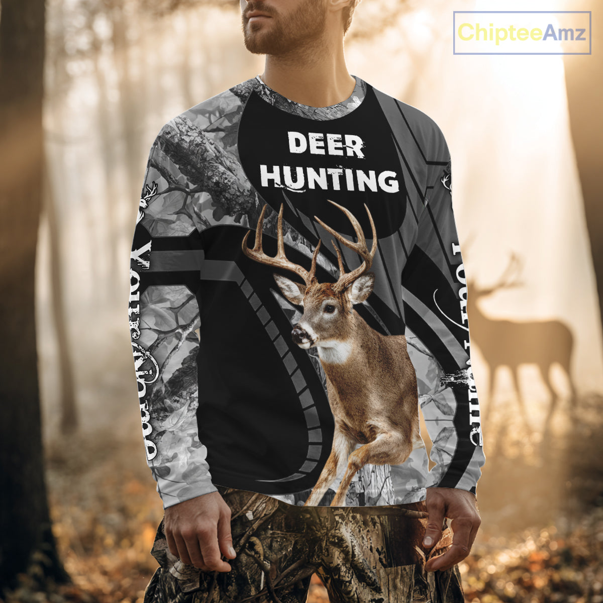 Deer Buck Custom Name 3D All Over Printed Shirts, Hunting Hoodie For Men NHT350