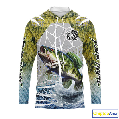 Beautiful Bass Fishing Shirts Long Sleeve Hooded Customize Name Fishing Personalized Gift NHT404
