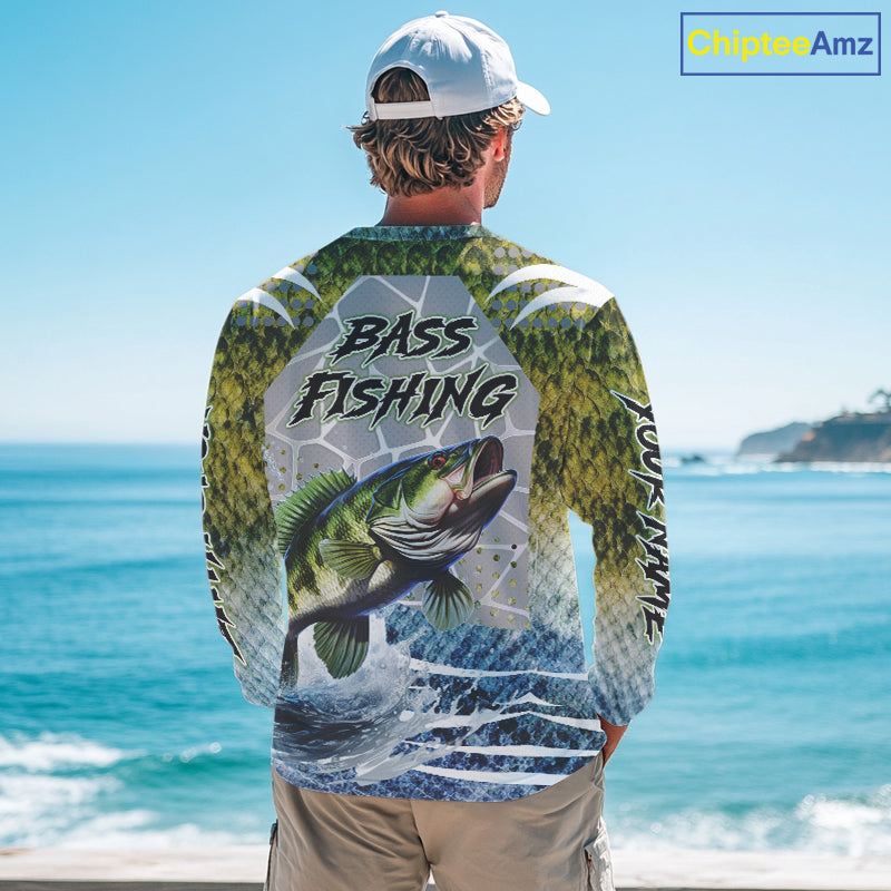 Beautiful Bass Fishing Shirts Long Sleeve Customize Name Fishing Personalized Gift NHT404