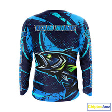 Load image into Gallery viewer, Blue Camo Largemouth Bass Fishing Jerseys, Custom Bass Performance Fishing Apparel NHT460