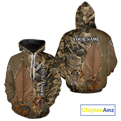 Custom Brown Camo 3D All Over Printed Rabbit Hunting Shirt With Beagle Dog, Hunting Gift NHT224