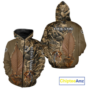 Custom Brown Camo 3D All Over Printed Rabbit Hunting Shirt With Beagle Dog, Hunting Gift NHT224