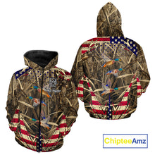 Load image into Gallery viewer, Beautiful Mallard Duck Hunting Waterfowl Camouflage Shirt with US Flag  Duck Hunting Season NHT122