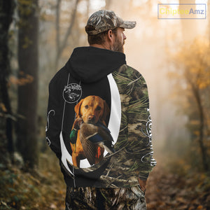 Duck Hunting Waterfowl Camouflage Shirt with Labrador Retriever, Custom Name Hunting Season NHT124