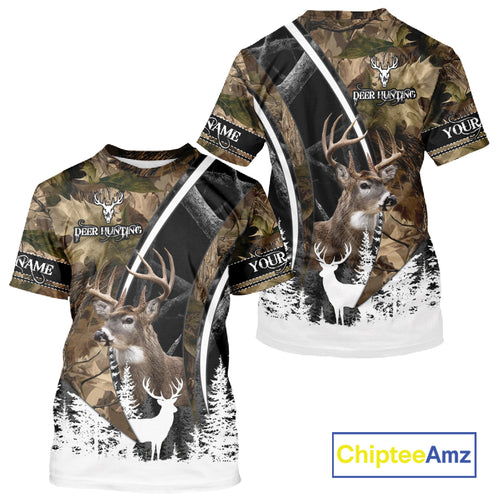Forest Camo Deer Hunting 3D Shirt – Custom Name Personalized Gift NHT299