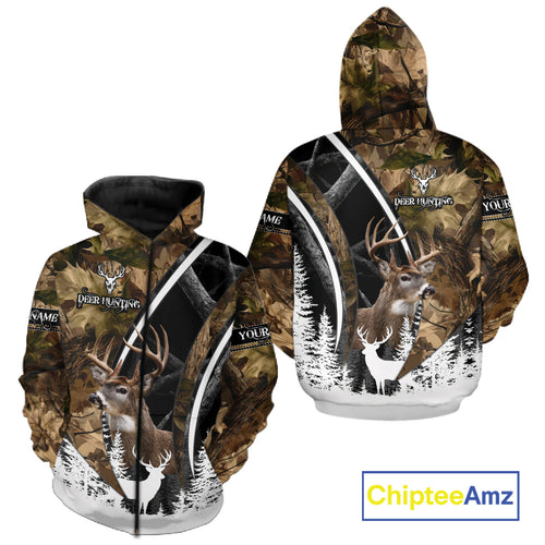 Forest Camo Deer Hunting 3D Shirt – Custom Name Personalized Gift NHT299