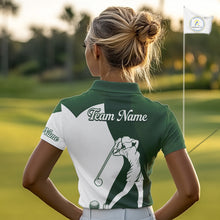 Load image into Gallery viewer, Custom Green &amp; White Golf Shirt For Womens, Golf Jersey Team Golf For Womens NHT560