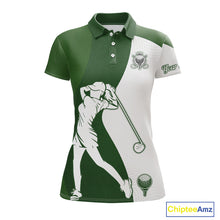 Load image into Gallery viewer, Custom Green &amp; White Golf Shirt For Womens, Golf Jersey Team Golf For Womens NHT560