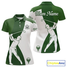Load image into Gallery viewer, Custom Green &amp; White Golf Shirt For Womens, Golf Jersey Team Golf For Womens NHT560