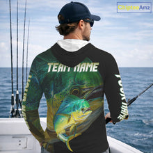 Load image into Gallery viewer, Mahi Mahi (Dorado) Fishing Customize Name Hooded Fishing Shirts Long Sleeve For Men NHT569