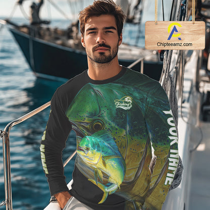Mahi Mahi (Dorado) Fishing Customize Name Fishing Shirts Long Sleeve For Men NHT569