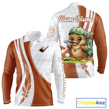 Load image into Gallery viewer, Funny Mens Golf Polo Shirt Custom Brown And White Platypus Pattern White Golf Shirts NHT576
