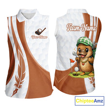 Load image into Gallery viewer, Funny Womens Sleeveless Golf Polo Shirt Custom Brown And White Platypus Pattern White Golf Shirts NHT576