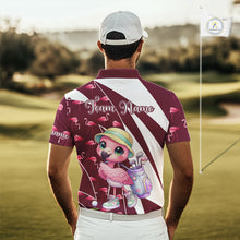 Load image into Gallery viewer, Cute Pink Flamingo Custom Pattern Funny Golf Shirts For Mens, Flamingo Golf Team Shirt NHT593
