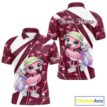 Load image into Gallery viewer, Cute Pink Flamingo Custom Pattern Funny Golf Shirts For Mens, Flamingo Golf Team Shirt NHT593