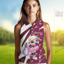 Load image into Gallery viewer, Cute Pink Flamingo Custom Pattern Funny Womens Sleeveless Golf Shirts Flamingo Golf Team Shirt NHT593