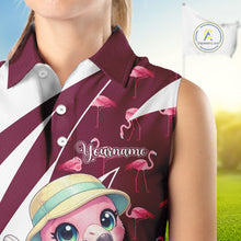 Load image into Gallery viewer, Cute Pink Flamingo Custom Pattern Funny Womens Sleeveless Golf Shirts Flamingo Golf Team Shirt NHT593