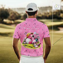 Load image into Gallery viewer, Personalized Mens Golf Polo Shirt With Flamingo Sleep– Funny Cartoon Pattern For Golfer NHT598