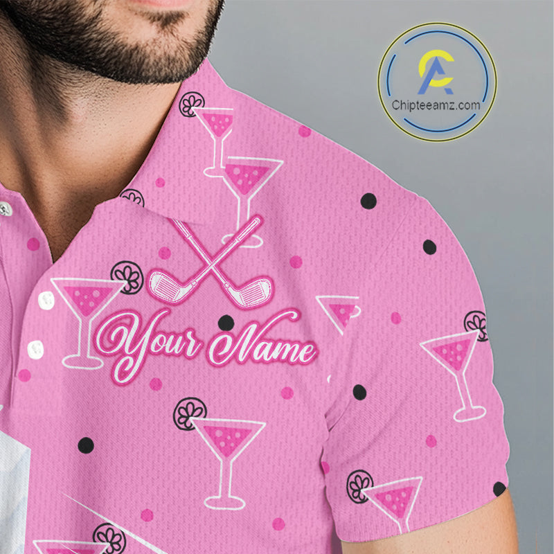 Personalized Mens Golf Polo Shirt With Flamingo Sleep– Funny Cartoon Pattern For Golfer NHT598