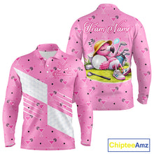Load image into Gallery viewer, Personalized Mens Golf Polo Shirt With Flamingo Sleep– Funny Cartoon Pattern For Golfer NHT598