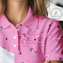 Load image into Gallery viewer, Personalized Womens Golf Polo Shirt With Flamingo Sleep– Funny Cartoon Pattern For Golfer NHT598