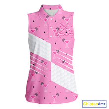 Load image into Gallery viewer, Personalized Womens Sleeveless Golf Polo Shirt With Flamingo Sleep– Funny Cartoon Pattern For Golfer NHT598