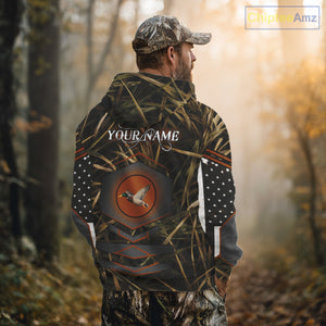 Duck Hunting Shirt with US Flag Camo – Personalized All Over Print Waterfowl Clothing NHT170