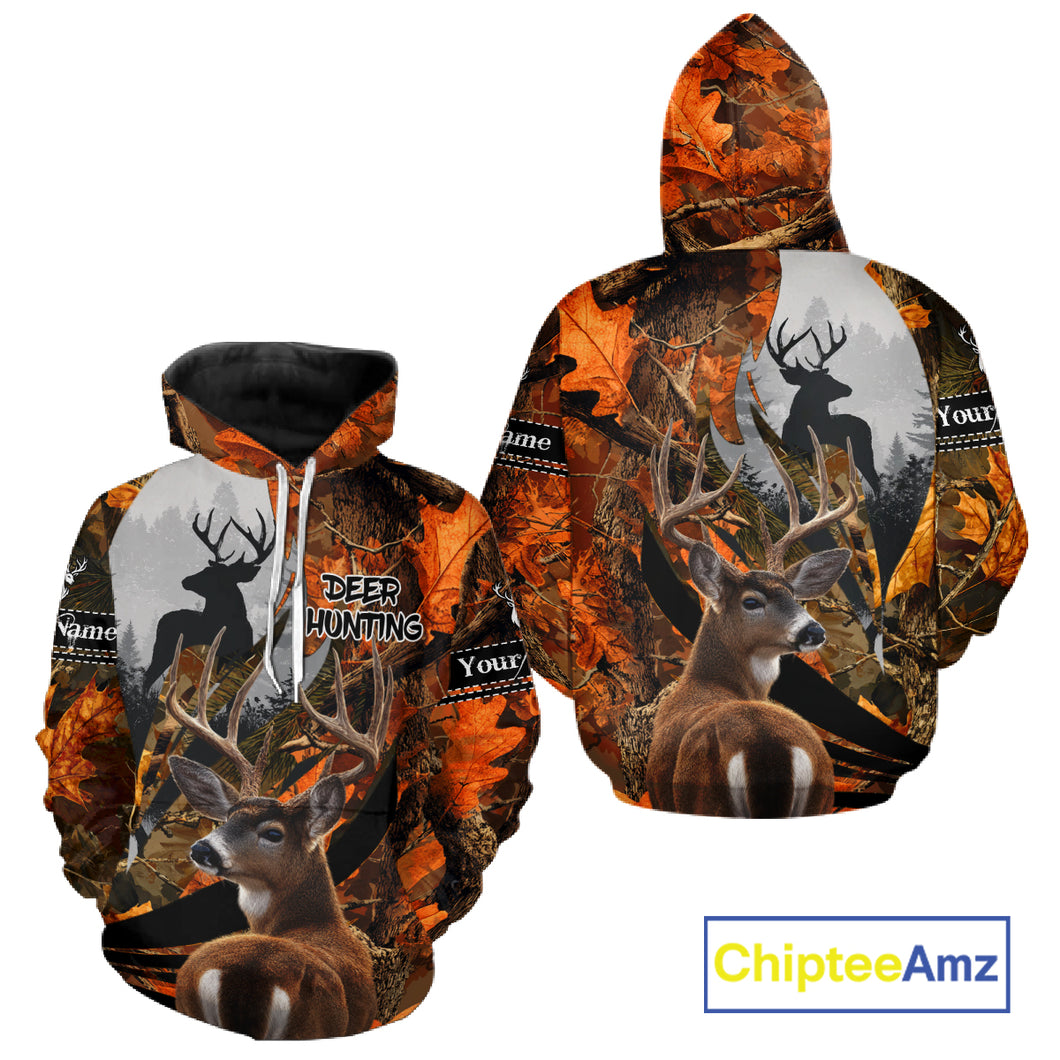 Whitetail Deer Hunting Orange Camo 3D Printed Shirts,  Hunting Hoodie Gift for Men NHT327