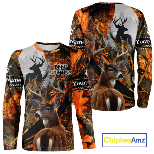 Whitetail Deer Hunting Orange Camo 3D Printed Shirts,  Hunting Hoodie Gift for Men NHT327