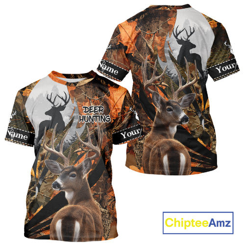 Whitetail Deer Hunting Orange Camo 3D Printed Shirts,  Hunting Hoodie Gift for Men NHT327