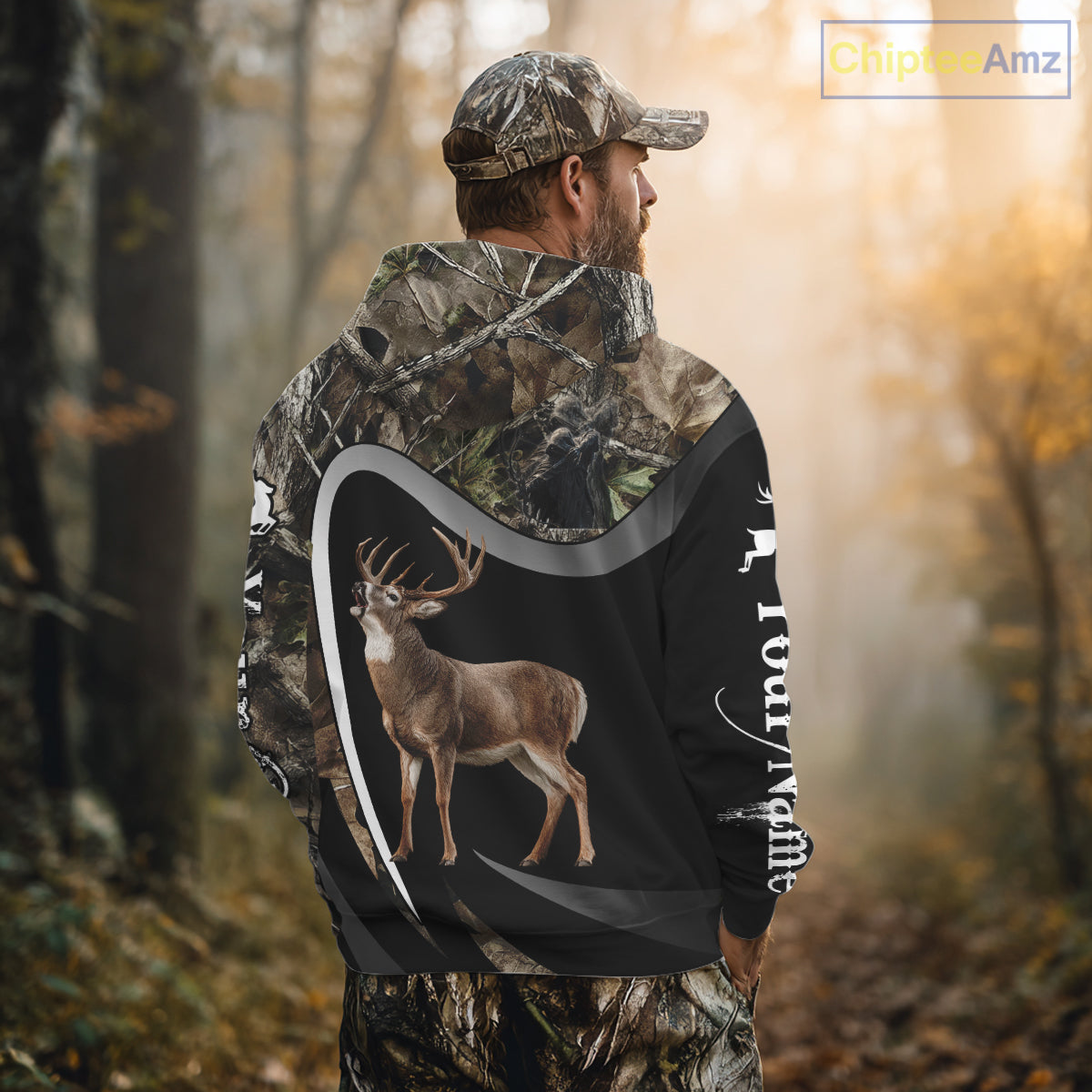 Grim Reaper Deer Hunting Shirt – Black Forest Camo 3D All Over Print for Whitetail Hunters NHT175