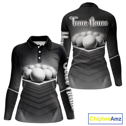 Black Golf Polos Shirts For Womens Custom Golf Ball Clubs, Best Golf Gift Custom Name For Team Name NHT628