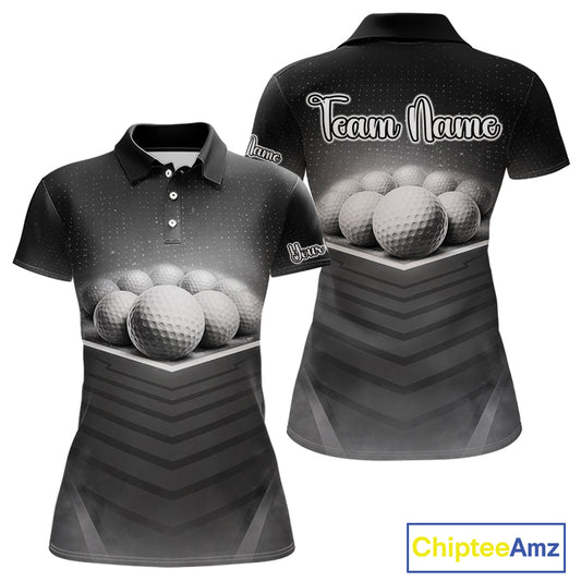 Black Golf Polos Shirts For Womens Custom Golf Ball Clubs, Best Golf Gift Custom Name For Team Name NHT628
