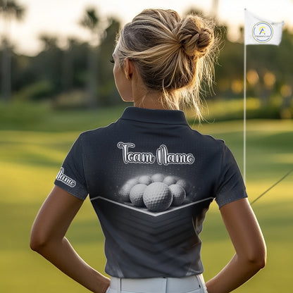Black Golf Polos Shirts For Womens Custom Golf Ball Clubs, Best Golf Gift Custom Name For Team Name NHT628