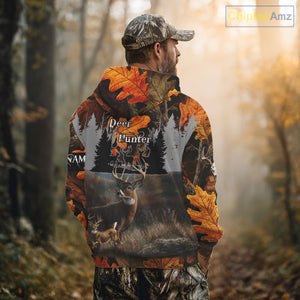 Whitetail Deer Hunting Orange Camo Autumn - Personalized All Over Print Deer Hunting Clothes NHT184