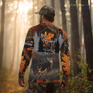 Whitetail Deer Hunting Orange Camo Autumn - Personalized All Over Print Deer Hunting Clothes NHT184