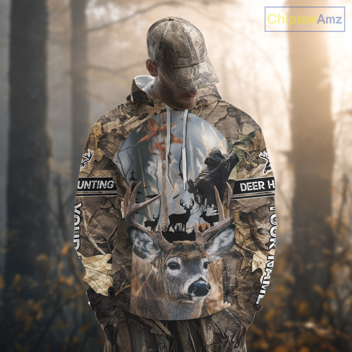 Deer Hunting Grim Reaper Camo Forest 3D All Over Printed Shirt, Personalized Hunting Shirt NHT273