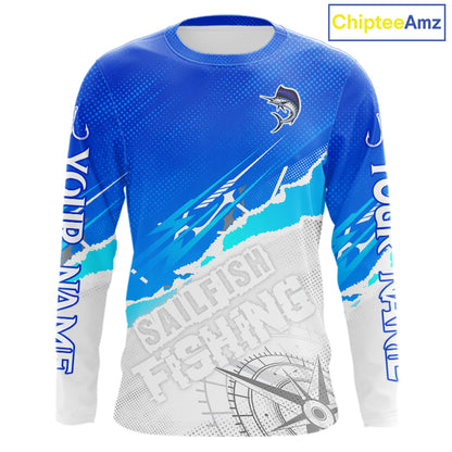 Sailfish Fishing Custom Fishing Shirts Long Sleeve For Men, Sailfish Saltwater Fishing Shirt NHT644