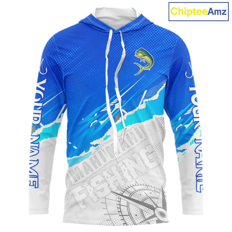 Mahi Mahi( Dorado) Fishing Custom Hooded Fishing Shirts Long Sleeve For Men, Mahi Mahi Saltwater Fishing Shirt NHT646