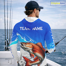 Load image into Gallery viewer, Redfish Fishing Custom Hooded Fishing Shirts Long Sleeve For Men, Redfish Saltwater Fishing Shirt NHT647