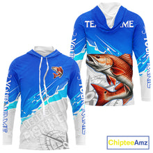 Load image into Gallery viewer, Redfish Fishing Custom Hooded Fishing Shirts Long Sleeve For Men, Redfish Saltwater Fishing Shirt NHT647