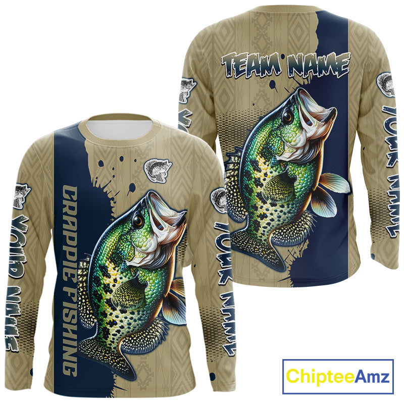 Personalized Crappie Fishing Shirts Long Sleeve For Men, Crappie Fishing Jerseys NHT510
