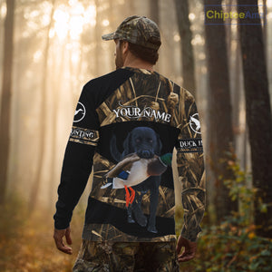 Duck Hunting Waterfowl Camo Black Labrador Retriever Dog Shirts,  Duck Hunting Clothes NHT197