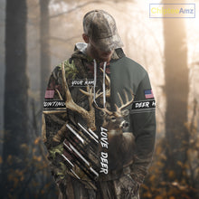 Load image into Gallery viewer, Custom Deer 3D Hunting Shirt, Antler Camo Design, Personalized Name Hunting Gift for Men NHT286