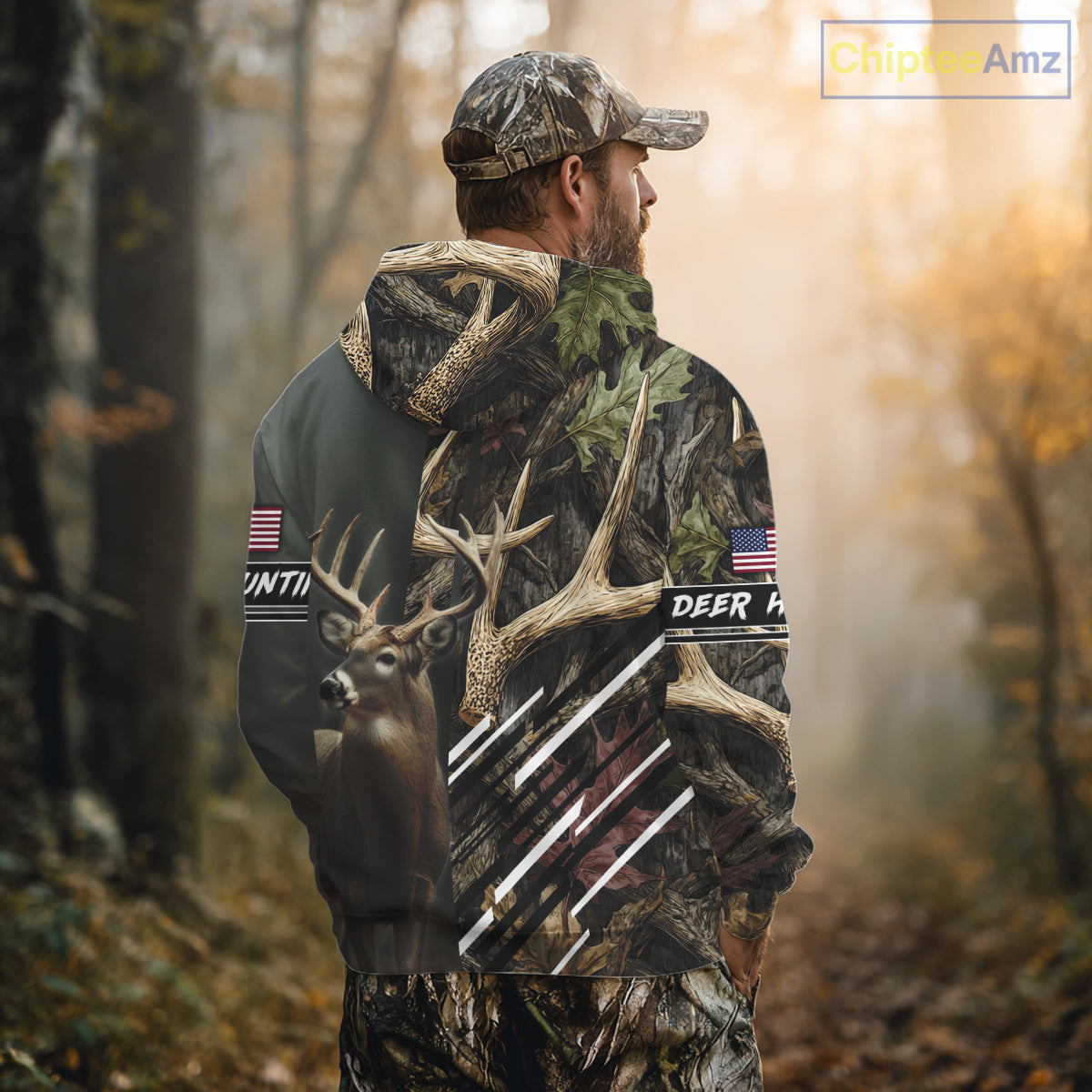 Custom Deer 3D Hunting Shirt, Antler Camo Design, Personalized Name Hunting Gift for Men NHT286