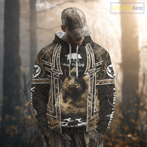 Wild Hog Hunting Full 3D Camo Printed Custom Name Boar Hunting Clothes, Hunting Gifts NBT192