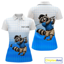 Load image into Gallery viewer, Funny Raccoon Golf Polo Shirt Personalized Name Custom Golf Shirt Golfer Gift For Womens NBT887