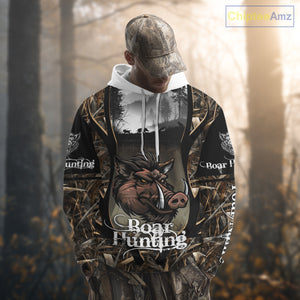 Personalized Wild Boar Hunting Camo 3D Print Custom Name Shirts, Hunting Gifts NBT195