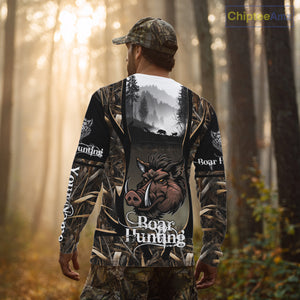Personalized Wild Boar Hunting Camo 3D Print Custom Name Shirts, Hunting Gifts NBT195